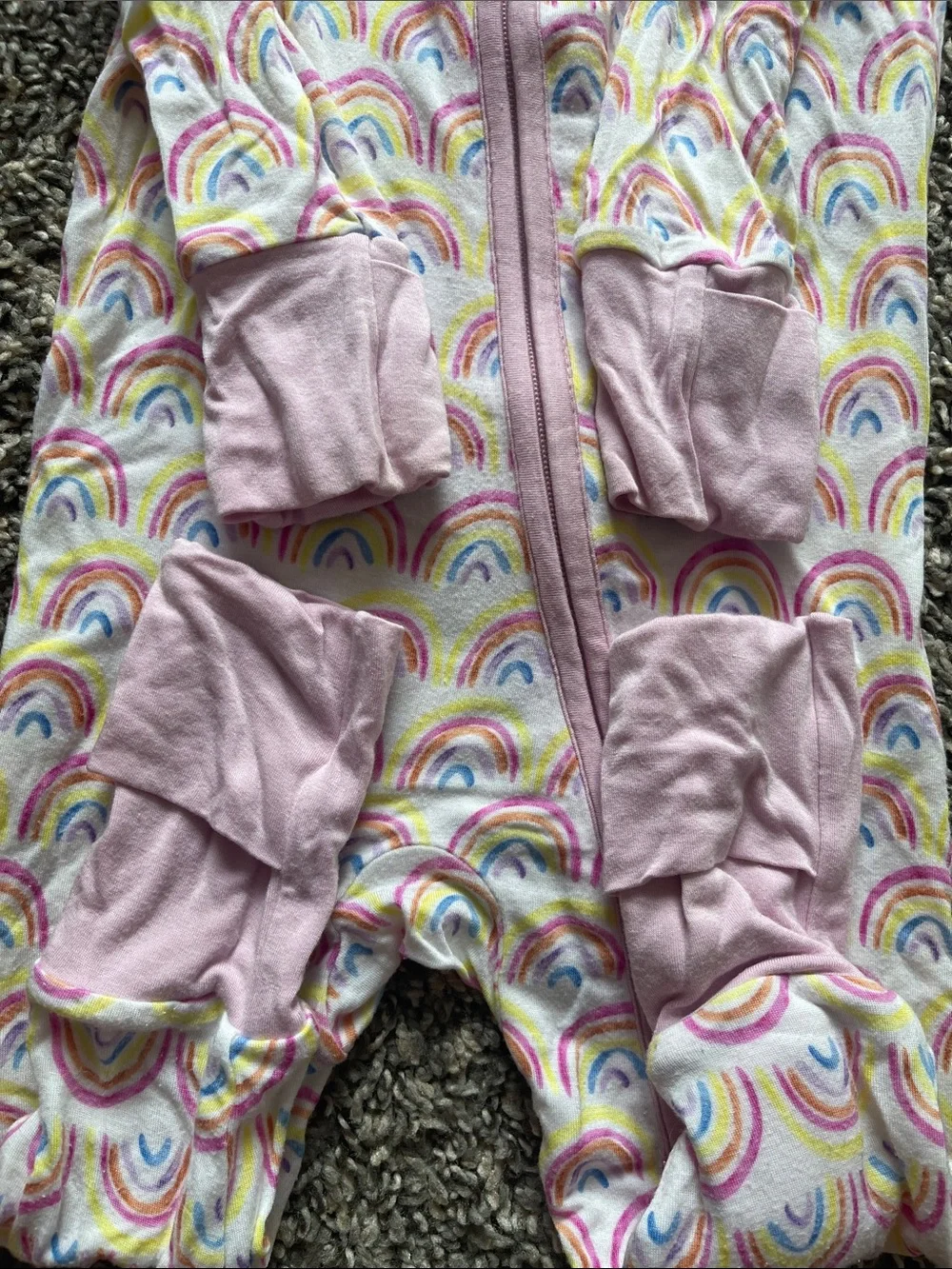 Little Sleepies Pink Rainbow Zip-Front One-Piece Pajamas - size 3-6 months